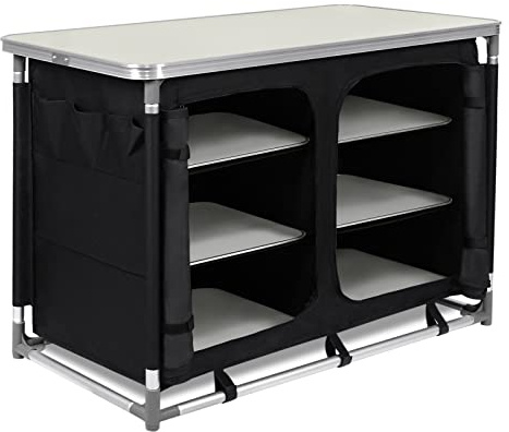 UISEBRT Campingküche Faltbar Campingschrank mit Aluminiumgestell Reiseküche Outdoor Camping Küche Küchenbox Ink. Tragetasche (100x 50x 80 cm)