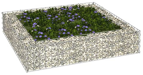 Xichuzi Gabionen-Hochbeet Verzinkter Stahl 100x100x20 cm, Pflanzkübel, Kräuterbeet, Hochbeete-kit, Pflanztrog, Vertikalbeet, Pflanzgefäße - 151311