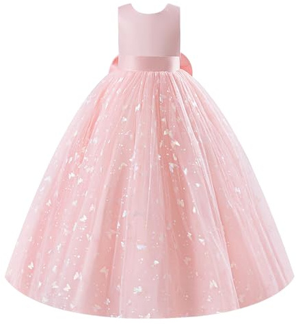ABEHIK Mädchen Tütü Maxi Abendkleid Blumenmädchenkleider für Hochzeit Festliches Langes Ballkleider Prinzessin Kleid