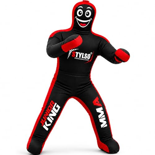 Ungefüllter Wrestling-Dummy für Kinder – Ultimativer Trainingsbegleiter für Grappling Jiu Jitsu BJJ MMA Judo – Entfesseln Sie Ihr Potenzial mit unserem Youth Punching Buddy ungefüllt (Schwarz, 91,4 cm