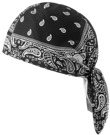DAMILY Sports Bandana Cap Kopftuch Herren und Damen,Atmungsaktive Baumwolle Mützen Kopfbedeckung Sommer Fahrradkappe Durag Laufmütze Turban für Radfahren Laufen（schwarz）