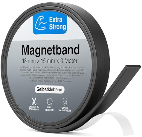 TK Gruppe Timo Klingler 3 Meter Magnetklebeband Magnetstreifen Metallband Magnetfolie Band Klebeband Magnet Magnetband Klebestreifen selbstklebend