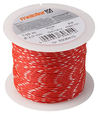 Meister Maurerschnur rot/weiß - 100 m Länge - Ø 2,0 mm - Polypropylen geflochten - Knotenfest - Reißfest & Belastbar - Auf Spule / Richtschnur / Bauschnur / Lotschnur / Pflasterschnur / 6306410