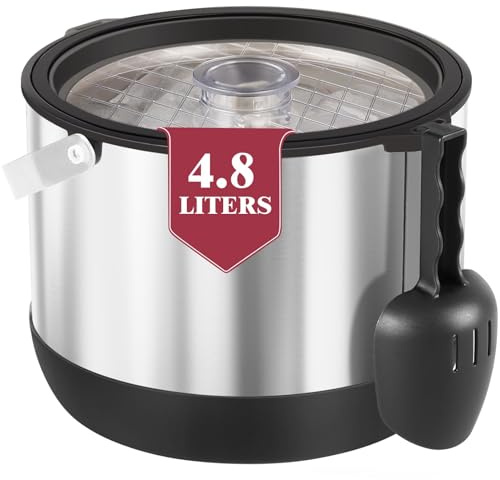 4.8L Eiswürfelbehälter mit Deckel und Schaufel, Edelstahl Eiskübel BPA-FREI, Doppelwandiger Isolierter Eisbehälter für Cocktailbar und Party