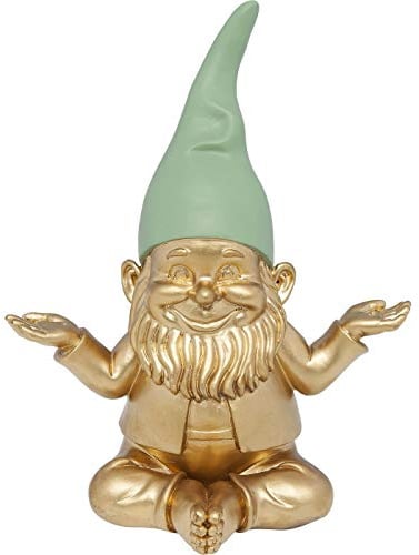 Kare Design Deko Figur Zwerg Meditation, Gold/Grün, Deko Objekt, Dekoration für Garten, Wohnzimmer, Schlafzimmer, Büro, Regale, Gartenzwerg, Accessoire, 19x15x10 cm (H/B/T)