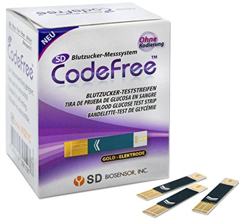 SD CodeFree Blutzuckerteststreifen 250 Stück, Teststreifen Blutzucker Sparpackung zur Diabetes-Messung (Zucker-Krankheit) zur Kontrolle - einfaches Testen - Tests ohne Blutzuckermessgerät