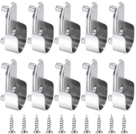 Kleiderstangenhalter, 10 Stück Kleiderschrank Stangenhalter 4.3×1.8cm, Garderobe Stangen Halterung Kleiderstange Halterung Schrankrohrlager für Schrankrohr Stange Rundrohr