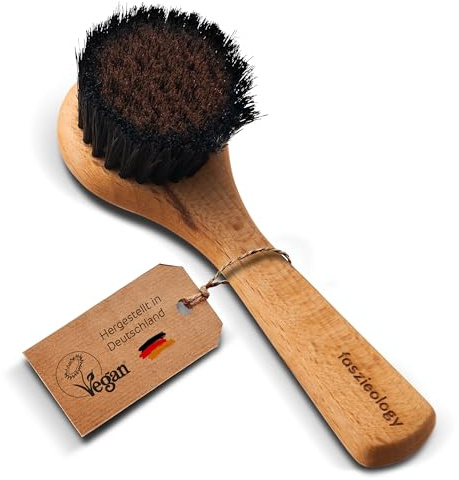faszieology® Gesichtsbürste [Dry Brush Mini] - kleine Trockenbürste für das Gesicht mit feinen Kupferborsten für Gesichtsreinigung & Haut-Peeling - vegan & in Deutschland gefertigt