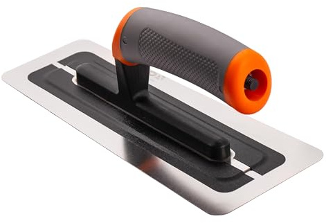 MIVOS Premium Glättekelle aus hochwertigem Edelstahl 240x100mm - Profi Glättscheibe Traufel - Glätter - Trockenbau Werkzeug - Ergonomischer, Rutschfester Griff - MADE IN EU