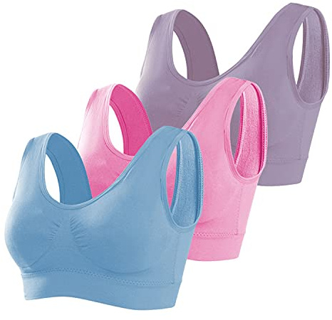 Memoryee Sport BH Damen Große Brüste Starker Halt Push Up Ohne Bügel 3er Pack Set Gepolstert Joggen Yoga Laufen Reiten Bra Crop Top