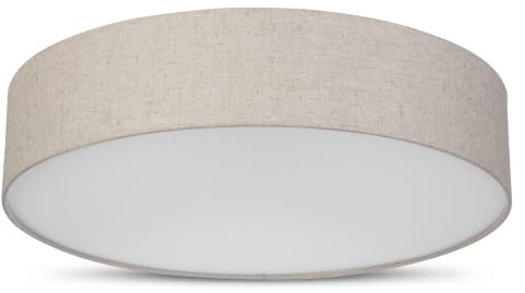 REV Deckenlampe - 50cm, Stoff-Lampenschirm im Vintage Look, taupe | Stilvoller Leinenstoffschirm | inklusive sechs E27 Fassungen | ideal für Wohnzimmer & Schlafzimmer