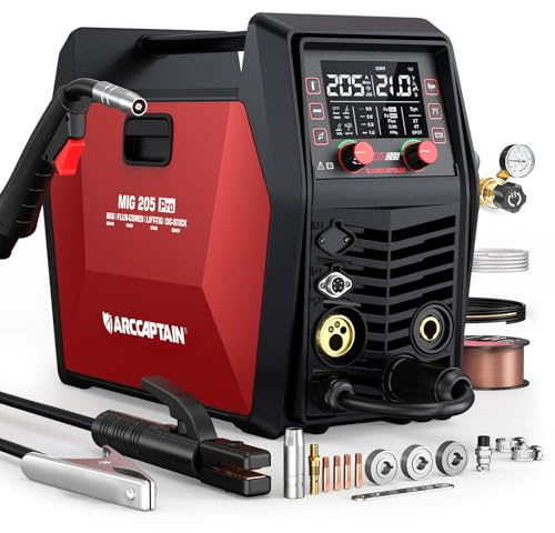 ARCCAPTAIN 205A MIG MAG Schweißgerät 6 in 1 avec contrôle App iControl FLUX Fülldraht/MAG/MIG Schutzgas Schweißgerät/MMA/Lift TIG/Unterstützung Spool Gun/Punktschweißen, IGBT Inverter 230V