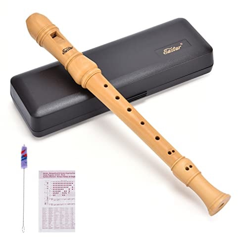 Eastar Sopran-Blockflöte für Anfänger, barocke Griffweise, C-Taste, Ahornholz, 3-teilige Blockflöte mit Hartschalenkoffer, Grifftabelle, ERS-31BM