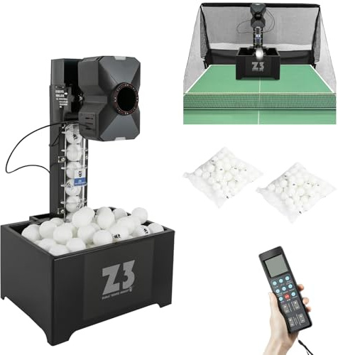 HINOPY Tischtennis Roboter mit Netz, 36W Automatische Tischtennis Ballmaschine mit Fernbedienung & 100 Bällen, 35-90 Bälle/Min Ping Pong Ball Wurfmaschine, Profi Ballwurfmaschine für Training Übung