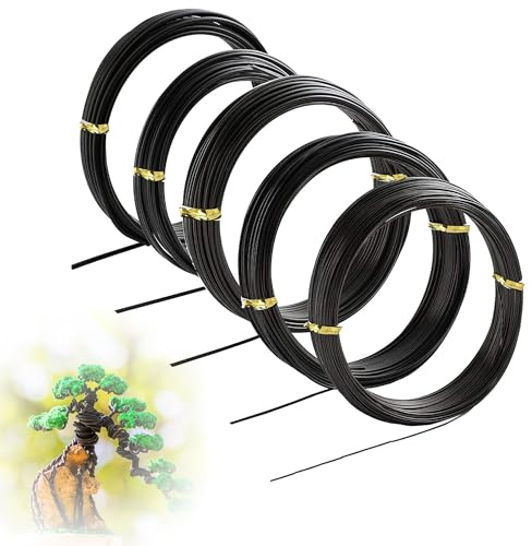 Basteldraht für,Bonsai Aluminiumdraht,Bonsai Draht,Flexibler Eisendraht, Kreatives Bonsai-Kit, 5 Größen, Eloxierter Aluminium-Bonsai-Draht – 1,0 mm, 1,5 mm, 2,0 mm, 2,5 mm, 3,0 mm (50 Meter) (Schwarz)