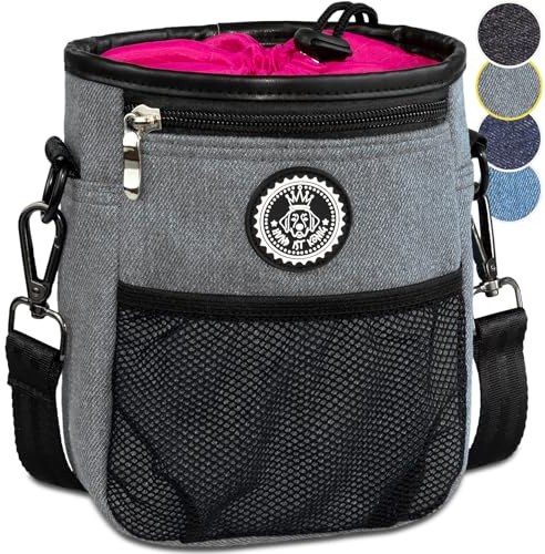 HUND IST KÖNIG Premium Leckerlitasche für Hunde - Gassi Tasche Hund | Robuste Bauchtasche Hundetraining - Futterbeutel Hunde mit Kotbeutelspender mit Kotbeutelspender & Ebook - Hundezubehör