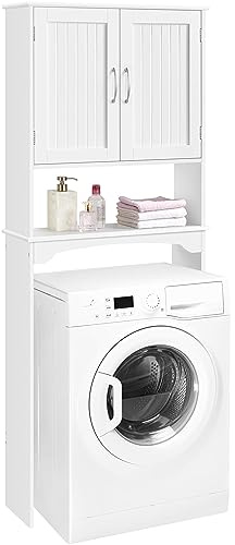 Yaheetech Badezimmerschrank Waschmaschinenschrank Überbauschrank Hochschrank mit verstellbarem Einlegeboden Badregal über WC und Waschmaschine Toilettenschrank 180 cm Höhe
