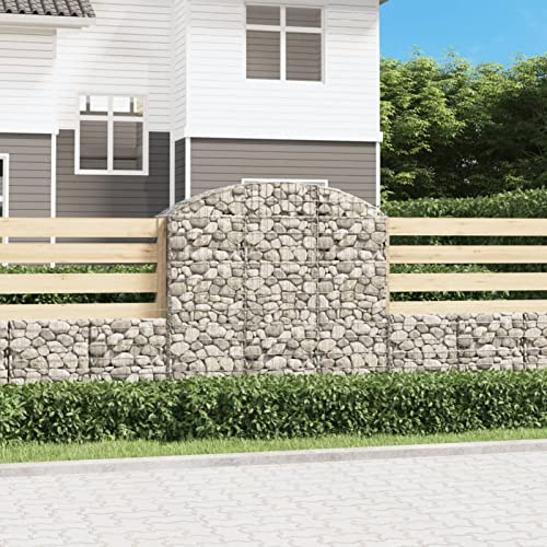 Xichuzi Gabione mit Hochbogen, Gabionenkörbe, Gabionen Hochbeet, Steinkorb, Gabionengitter, Drahtkorb Für Pflanzen, Kräuterspirale Für Garten, 150x50x140/160 cm Verzinktes Eisen
