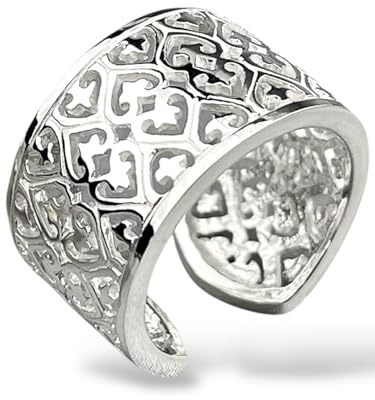 MadamLili | 925 Sterling Silber Herz Ring Damen | Verstellbarer Boho Ring | Handgefertigter Schmuck | Statement Ring | Robust & Massiv | Gothic Ring | Wickelring Silber 925 | Exklusive Schmuckbox