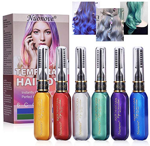 Haarkreide, Temporäres Haarfarbe, Haarfarbe Kamm, Dye Touchup Mascara, 6 Farben Haarfarbe