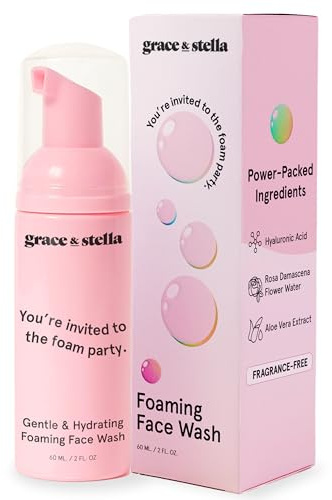 grace & stella, Reinigungsschaum Gesicht, Preisgekröntes Gesichtsreinigung und Abschmink Waschgel, Feuchtigkeitsspendender Gesichtsreinigungsschaum, Cleansing Foam für Trockene Haut, Vegan, 60 ml