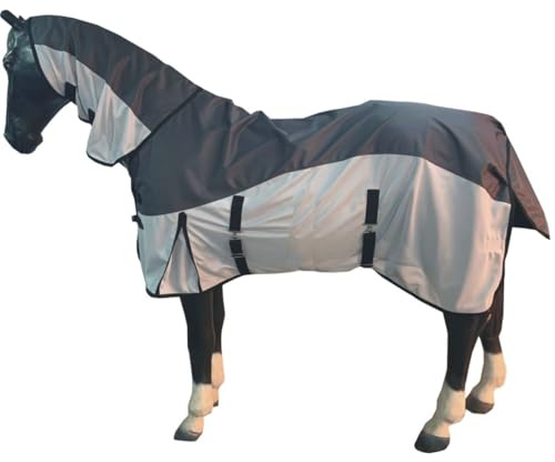eQuitack Your Passion Is Our Mission Regendecke Fliegendecke 600D Wasserdicht BLAU & GRAU 2-in-1 Grau - 125cm