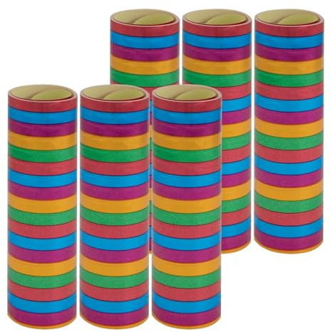 Idena 30554 - Metallic Luftschlangen, 6 Rollen mit je 18 Abrissen, aus FSC-zertifiziertem Papier, als Party Deko oder zum Geburtstag