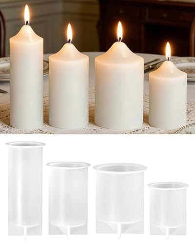 EPODA 4 Stück Kerzen Formen Silikon, Kerzenformen zum Gießen, Silikon Kerzenformen von Stumpenkerzen für Aromatherapie Kerzen, Handwerk, Handarbeit
