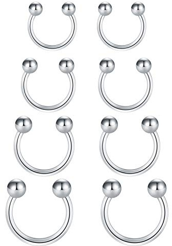 Funseedrr Nasenpiercing Hufeisen Lippenpiercing Septum Ring Set Chirurgenstahl 1,2mm Nase Lippe Ohrring Piercing Schmuck(6-12mm Durchmesser)