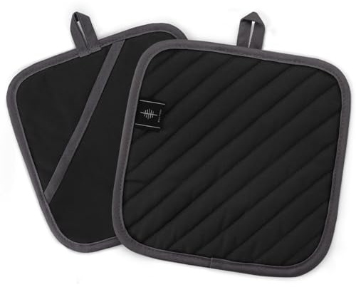 BONTHEE 20CM Topflappen Waschbare Schutzlappen zum Kochen Backen Küchenzubehör - Schwarz
