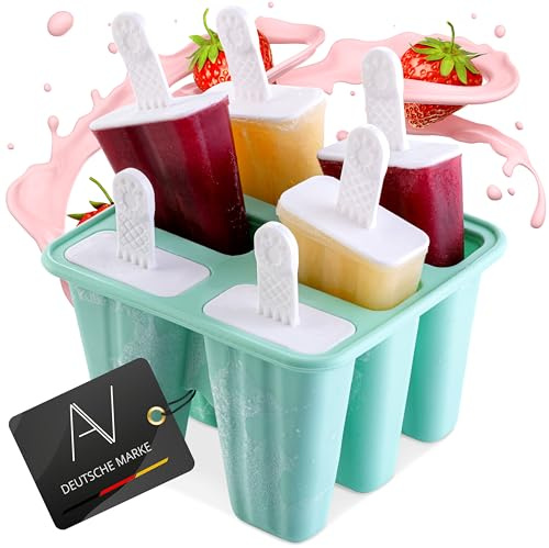 AVANA Eisformen aus Silikon 6 Stück Eis am Stiel Formen BPA Frei | Wiederverwendbar, Eiscreme Halter, Wassereis, Eislutscher für Kinder und Erwachsene, Türkis