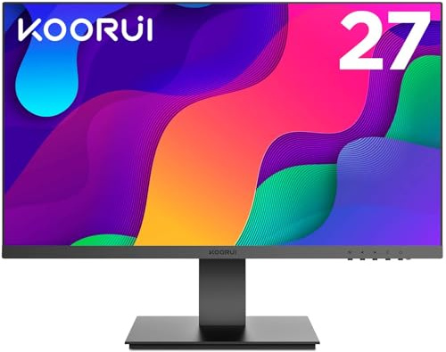 KOORUI Monitor 27 Zoll, Full HD Rahmenlos Bildschirm 16:9 IPS-Panel (75Hz, 5ms, Eye-Care, 1920 x 1080, HDMI, VGA, VESA 75x75)
