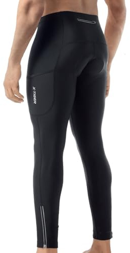 X-TIGER Fahrradhose Herren Lang mit 5D Sitzpolster,Radlerhose Herren Lang Atmungsaktive Schnelltrocknende Radhose mit 3 Taschen