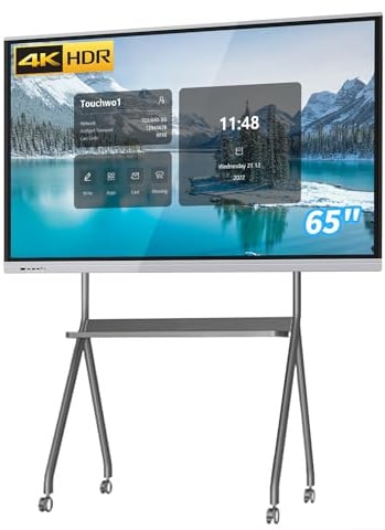 TouchWo 65 Zoll Touchscreen-Monitor Smart Board, 4K Interaktives Whiteboard, All-in-One PC Touchscreen mit Dual-System, Digital Signage Display für Büro, Klassenzimmer, Core i7 RAM 8GB+SSD 512GB