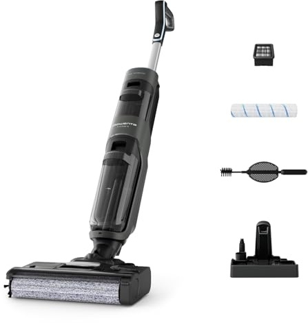 Rowenta X-Clean 4 kabelloser Nass- und Trockenstaubsauger, 2-in-1 Reinigung, 50 Min. Leistung, intelligente Schmutzerkennung, Selbstreinigungssystem, Dunkelgrau, GZ5037WO