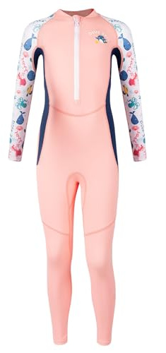 SEAUR Mädchen Einteiler Schwimmanzug Lang UV Schutz Badeanzug Ganzkörper UPF 50+ Bademode Kinder Langarm Badebekleidung - XXL(EU 140-146)