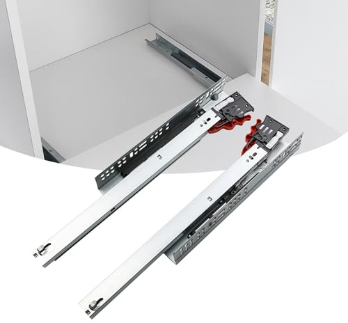Teleskopschienen Bodenmontage 1 Paar Unterbodenschienen Vollauszug 250mm Bodenmontage mit Blumtion Soft Close Teleskopschienen (30cm)