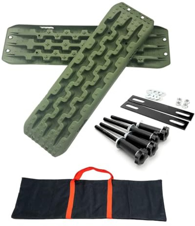 CStern 2 Stücke Sandbleche Traktionshilfe Anfahrhilfe Recovery Board Offroad Tracks Grün Geeignet für den Außeneinsatz bei Schnee, Sand, Schlamm für Geländewagen Wohnmobil PKW LKW