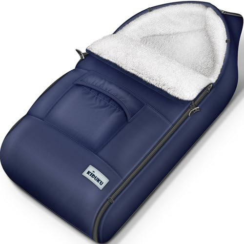 KIDUKU® Winterfußsack für Kinderwagen Buggy Babyschale | Universal Fußsack | Babyfußsack wasserdicht & waschbar mit 3 & 5-Punkt-Gurt | Winter Fußsack winddicht aus Lammfleece mit Tasche & Reißverschluss