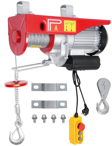 Elektrische Seilwinde, 400kg bis 800kg Hubhöhe 6-12m Seilzug Motorwinde 1300W Kupfermotor Flaschenzug 4/8m/min Hubgeschwindigkeit Hebezug mit Fernbedienung Seilhebezug Kettenzug