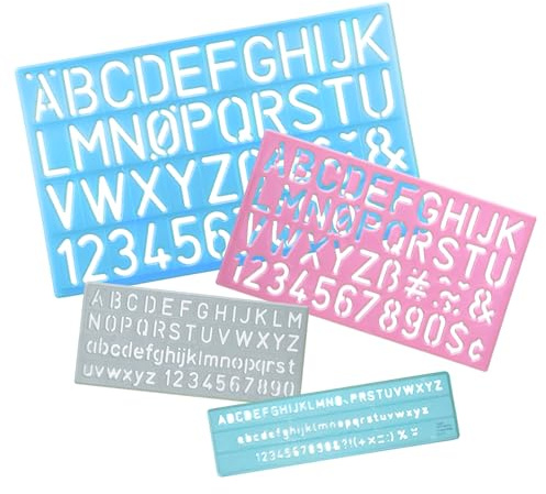 4 Stück Buchstabenschablonen Gemischte Größen & Farben – zum Malen, Lernen und Heimwerken