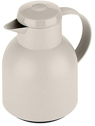 Emsa Samba Isolierkanne F40104 | 1 Liter | Quick Press Verschluss | 100% dicht | 12h heiß, 24h kalt | Puder Grau