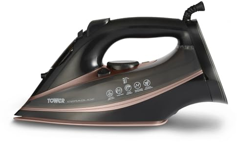 ower T22013 CeraGlide Dampf Bügeleisen mit Keramiksohle - 3100 W, Roségold und Schwarz