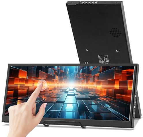 Prechen 12,3 Zoll Tragbarer Touchscreen Sekundäres Monitor, HDMI, USBC, 1920 * 720 IPS Stretched Bar LCD Portable Travel Touch Bildschirm für Laptop Computer Aida64 GPU CPU RAM Überwachung