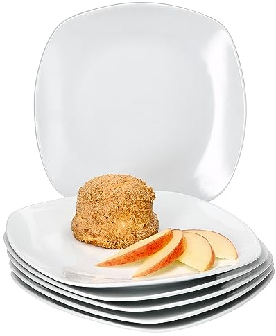 MamboCat Lotta 6er Set Kuchenteller I weiße Porzellan-Frühstücksteller für 6 Personen I kleine Teller für Salat, Dessert, Fingerfood & Co. I schickes Geschirr für Frühstück, Mittag, Kaffee & Abendbrot