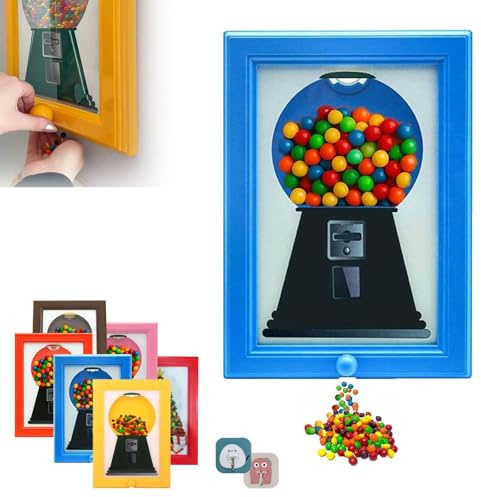 Artévita Bilderrahmen Süßigkeitenspender - Wandmontierter Candy Dispenser Automat für Home Office, Dekorative Süßigkeiten Spender mit Schnelle Verteilung (Blau)