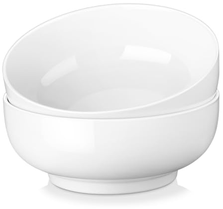 MALACASA, Serie Regular, 2-teilig Porzellan Cremeweiß Müslischalen Set, 1780ml Suppenschüssel Reisschale Bowl Essen, Snackschale Dessertschale für Salat, Suppen, Ramen, Obst usw.
