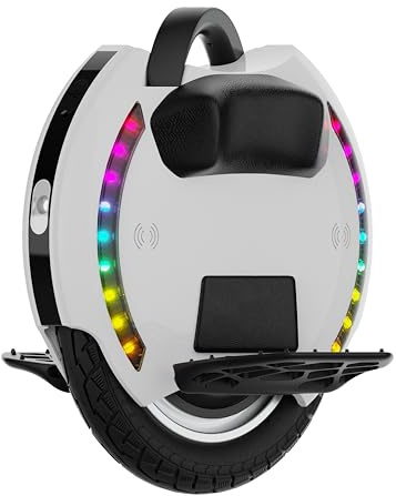 KINGSONG Elektrisches Einrad KS-14M, Erwachsener, Weiß, 800-W-Motor, Reichweite bis zu 15 km, begrenzt auf 20 km/h, aufblasbarer 14-Zoll-Reifen, Lautsprecher und Bluetooth