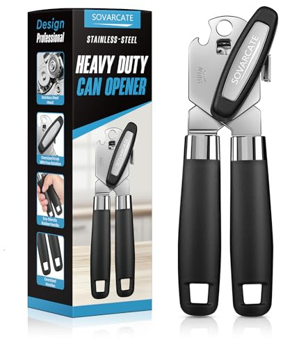 Dosenöffner Manuell Multifunktional Robust Büchsenöffner mit Magnetheber [Ergonomisch gebogener Griff] Rutschfest Griff Arthritisfreundliches Küchengerät aus Edelstahl für Senioren, Küche, Essentials