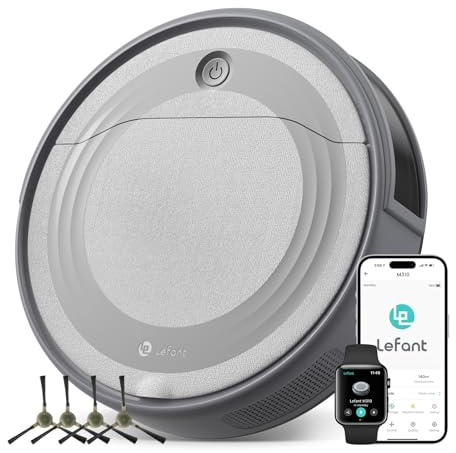 Lefant M310 Saugroboter, Staubsauger Roboter mit 4500PaSaugkraft, 180 Minuten Akkulaufzeit, Hindernisvermeidung,Steuerung per WLAN/App, Geeignet fur Tierhaare und Hartboden,Grau